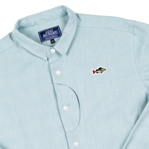 ABORRE CROSS TWILL SHIRT - turquoise – STAY HUNGRY