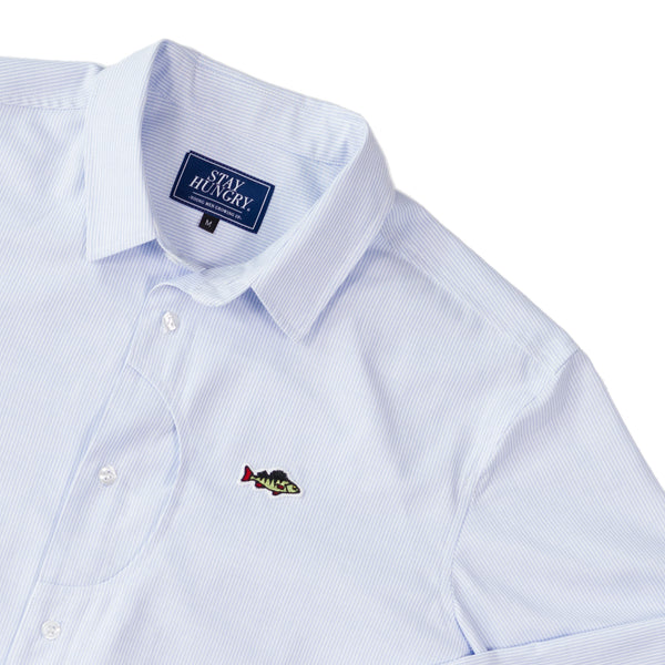 ABORRE Striped Oxford Shirt - blue / white