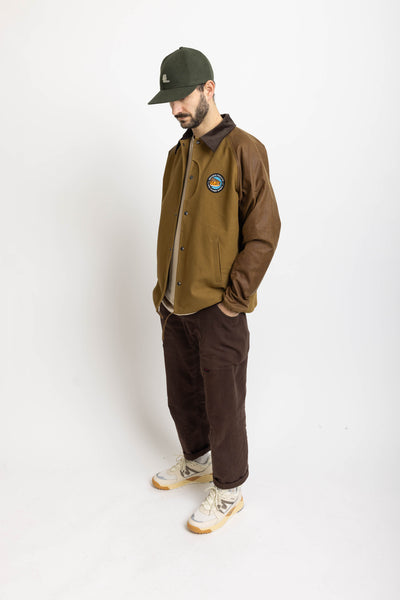 BROWN TROUTS V2 coach jacket – cotton canvas & waxed brown British Millerain® cotton