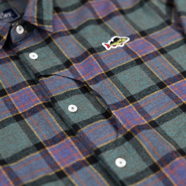 ABORRE YARN DYED HERRINGBONE SHIRT - purple check