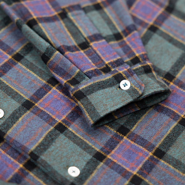 ABORRE YARN DYED HERRINGBONE SHIRT - purple check