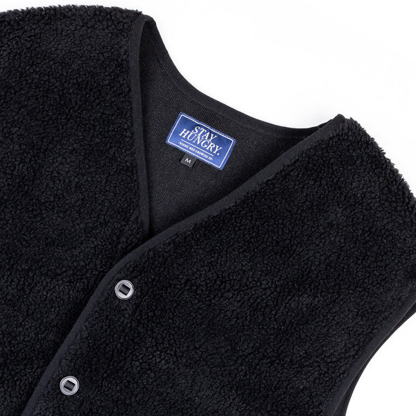 SMOOTHIE TEDDYFLEECE POCKET VEST -  black