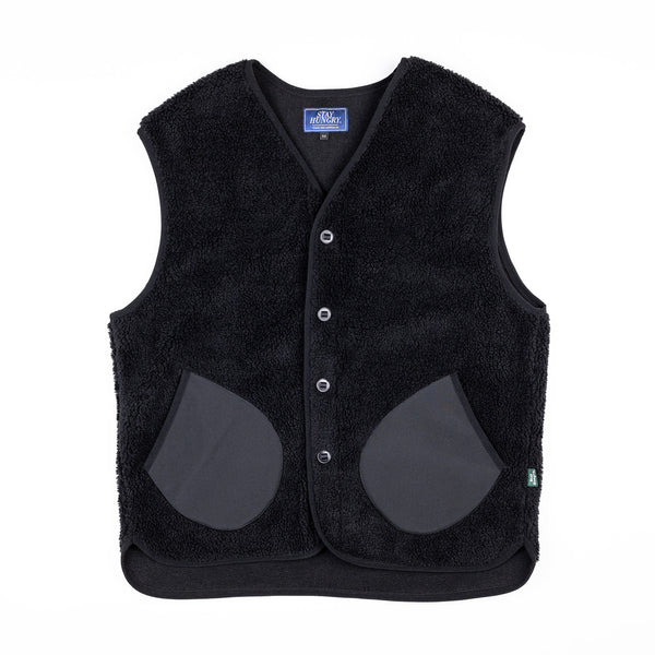 SMOOTHIE TEDDYFLEECE POCKET VEST -  black