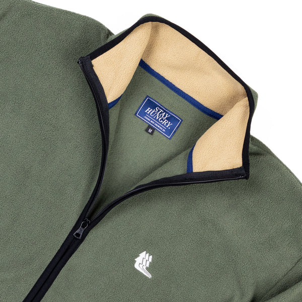 TREES BASE JACKET FLEECE - forest green, sand