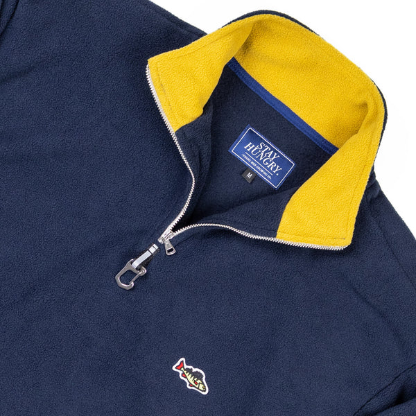 ABORRE FLEECE Hook Neck - navy / yellow