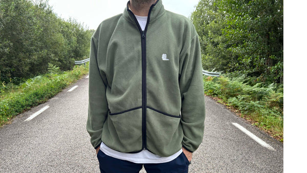 TREES BASE JACKET FLEECE - forest green, sand