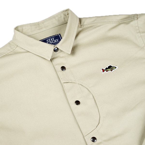 ABORRE CLASSIC OVERSHIRT - beige cotton